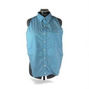 Bib for Adult | Handcrafted Dignity Cover | Aqua Plaid Button-Up‎ | 19” x 22”